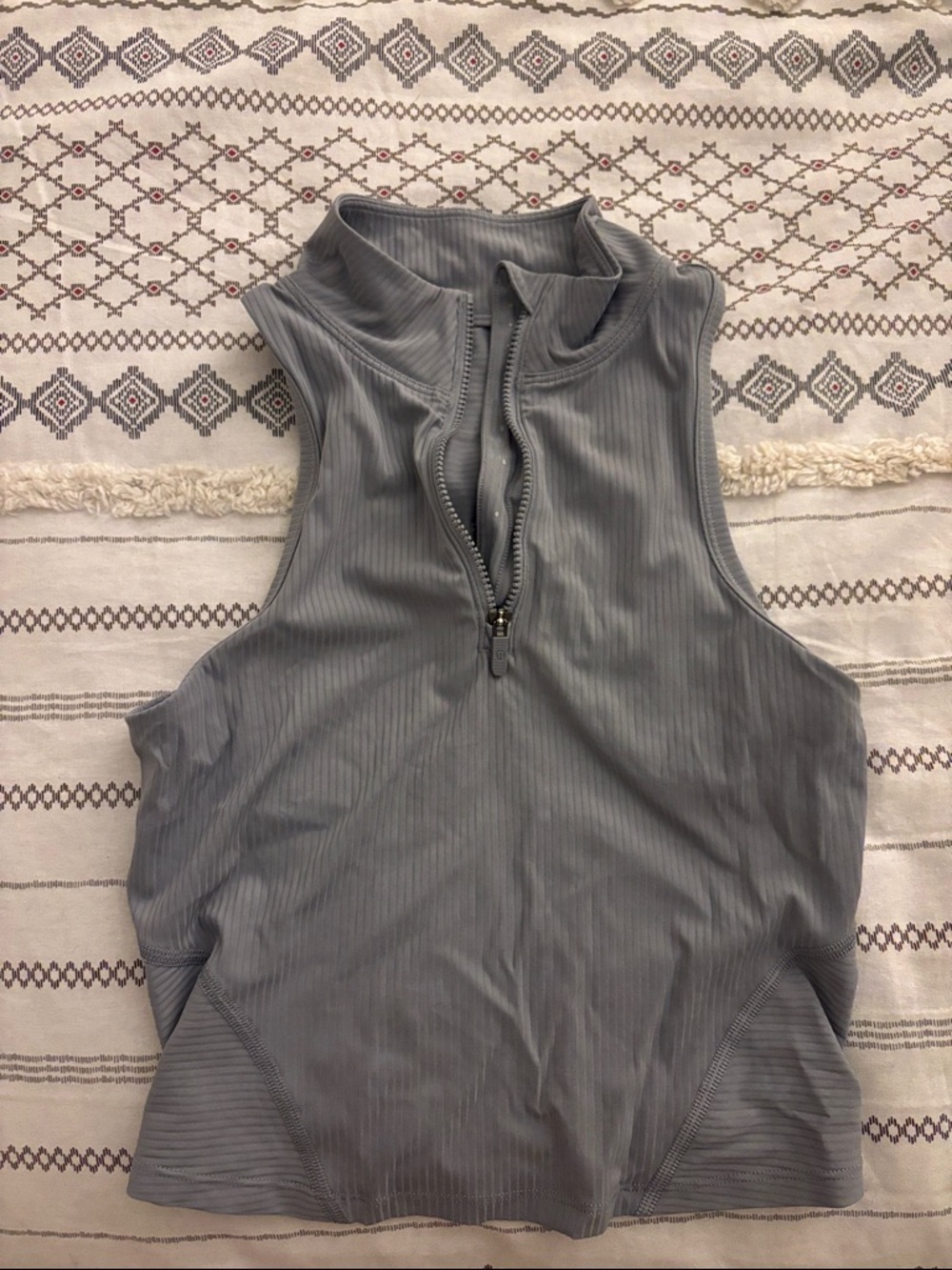lululemon athletica Ribbed Sleeveless Zip Mock-Neck Tank - Gray
